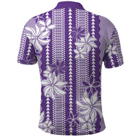 Hawaii Kakau Tribal Polo Shirt With Purple Tiare LT05 - Polynesian Pride
