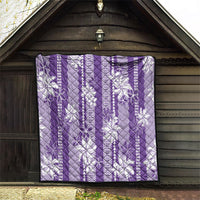 Hawaii Kakau Tribal Quilt With Purple Tiare LT05 - Polynesian Pride