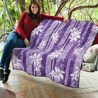 Hawaii Kakau Tribal Quilt With Purple Tiare LT05 - Polynesian Pride