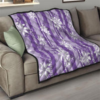 Hawaii Kakau Tribal Quilt With Purple Tiare LT05 - Polynesian Pride