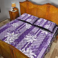 Hawaii Kakau Tribal Quilt Bed Set With Purple Tiare LT05 - Polynesian Pride