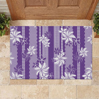 Hawaii Kakau Tribal Rubber Doormat With Purple Tiare LT05 Purple - Polynesian Pride