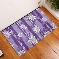 Hawaii Kakau Tribal Rubber Doormat With Purple Tiare LT05 - Polynesian Pride