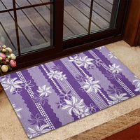 Hawaii Kakau Tribal Rubber Doormat With Purple Tiare LT05 - Polynesian Pride