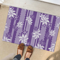 Hawaii Kakau Tribal Rubber Doormat With Purple Tiare LT05 - Polynesian Pride