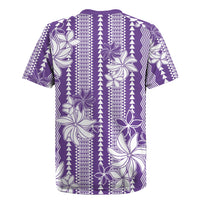 Hawaii Kakau Tribal Rugby Jersey With Purple Tiare