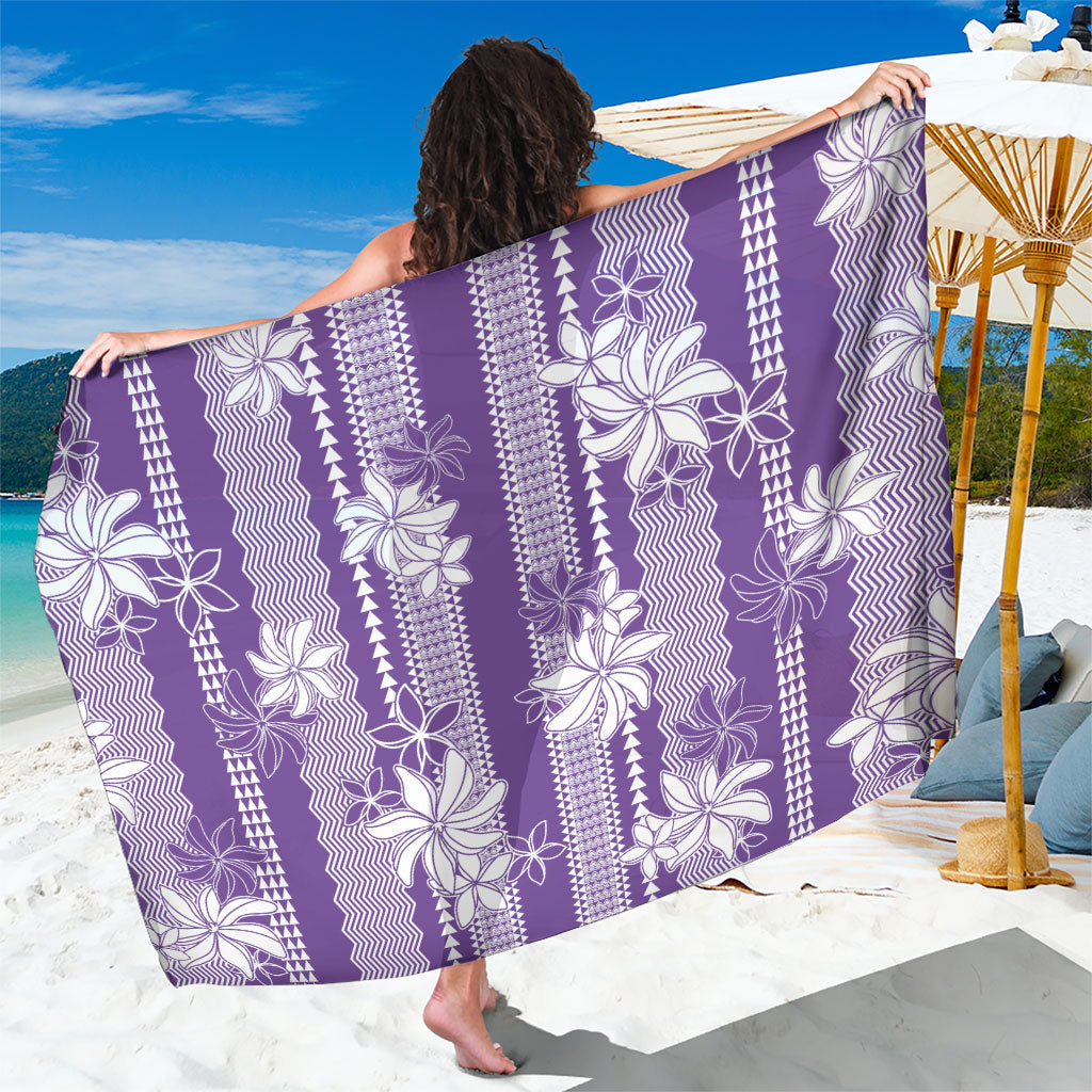 Hawaii Kakau Tribal Sarong With Purple Tiare LT05 One Size 44 x 66 inches Purple - Polynesian Pride