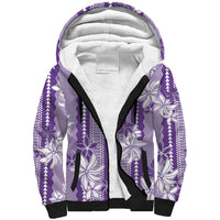 Hawaii Kakau Tribal Sherpa Hoodie With Purple Tiare