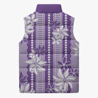 Hawaii Kakau Tribal Sleeveless Puffer Jacket With Purple Tiare LT05 - Polynesian Pride