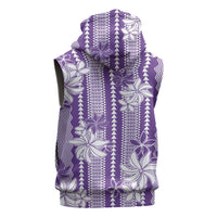 Hawaii Kakau Tribal Sleeveless Zip Hoodie With Purple Tiare LT05 - Polynesian Pride