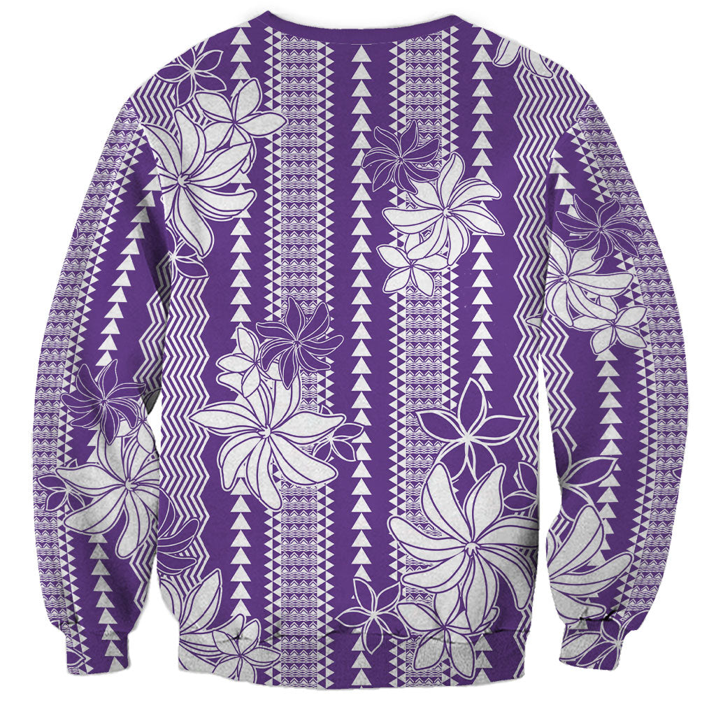 Hawaii Kakau Tribal Sweatshirt With Purple Tiare LT05 - Polynesian Pride