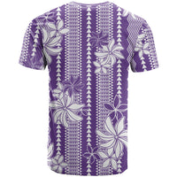 Hawaii Kakau Tribal T Shirt With Purple Tiare LT05 - Polynesian Pride