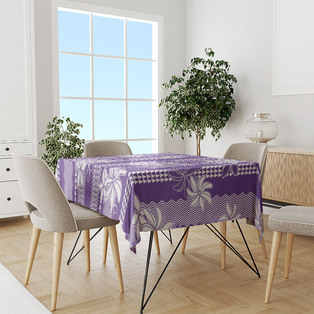 Hawaii Kakau Tribal Tablecloth With Purple Tiare LT05 - Polynesian Pride