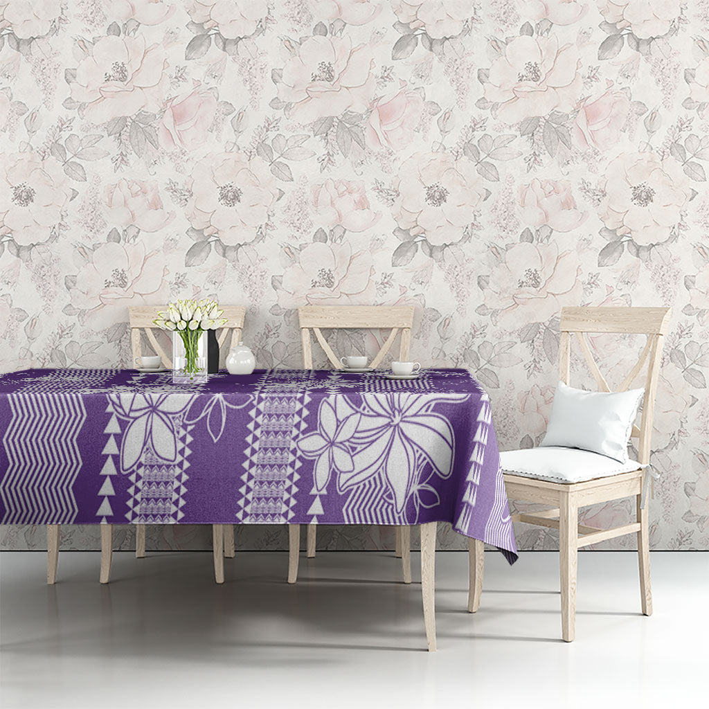 Hawaii Kakau Tribal Tablecloth With Purple Tiare LT05 - Polynesian Pride