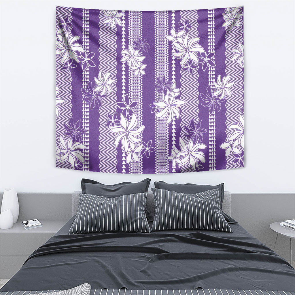 Hawaii Kakau Tribal Tapestry With Purple Tiare LT05 - Polynesian Pride