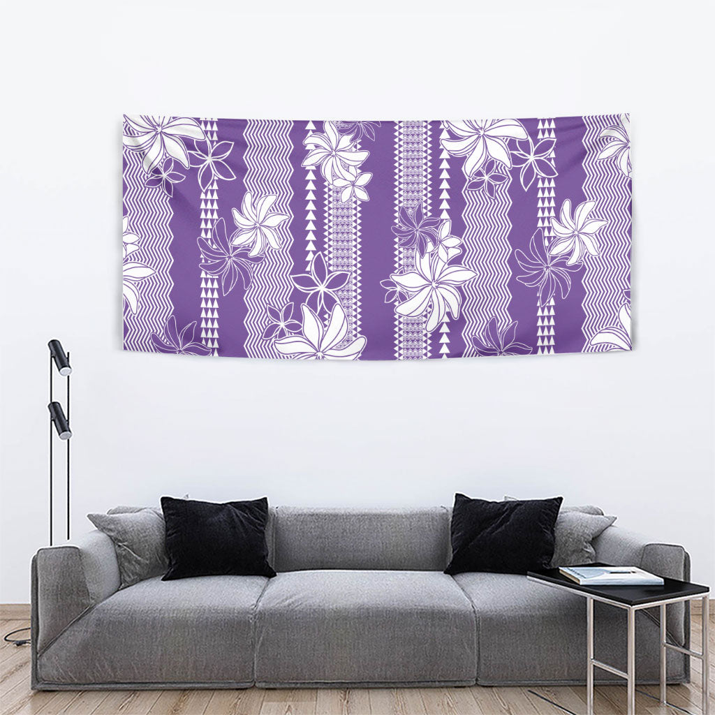 Hawaii Kakau Tribal Tapestry With Purple Tiare LT05 - Polynesian Pride