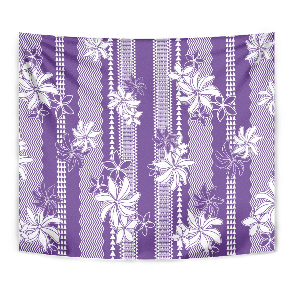 Hawaii Kakau Tribal Tapestry With Purple Tiare LT05 - Polynesian Pride