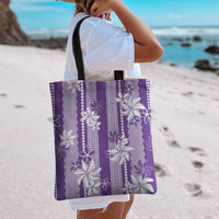 Hawaii Kakau Tribal Tote Bag With Purple Tiare LT05 - Polynesian Pride