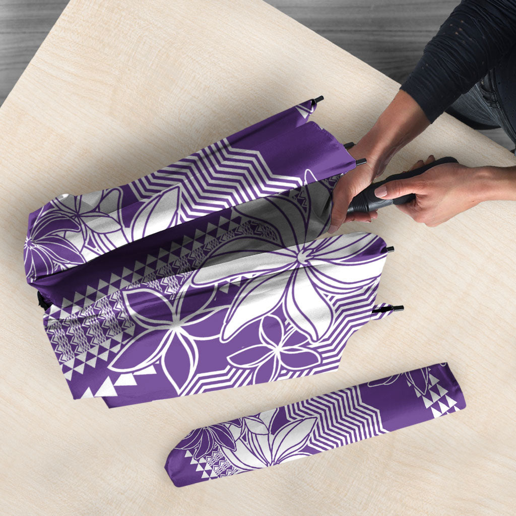 Hawaii Kakau Tribal Umbrella With Purple Tiare LT05 - Polynesian Pride