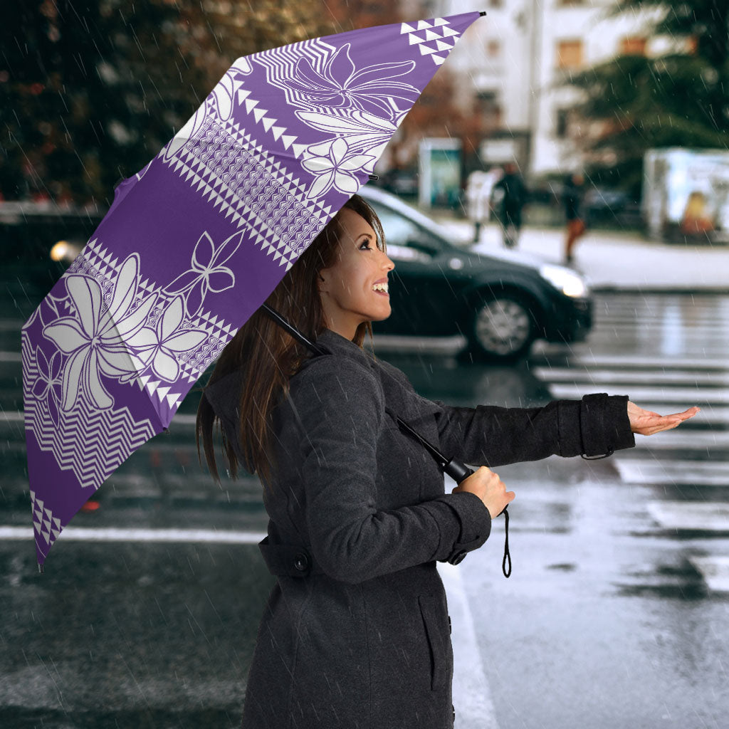 Hawaii Kakau Tribal Umbrella With Purple Tiare LT05 - Polynesian Pride
