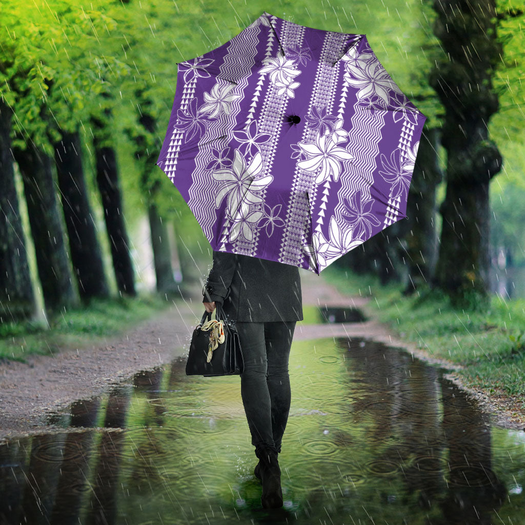 Hawaii Kakau Tribal Umbrella With Purple Tiare LT05 - Polynesian Pride