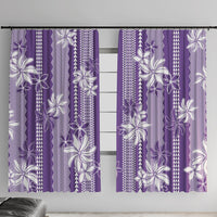 Hawaii Kakau Tribal Window Curtain With Purple Tiare LT05 With Hooks Purple - Polynesian Pride