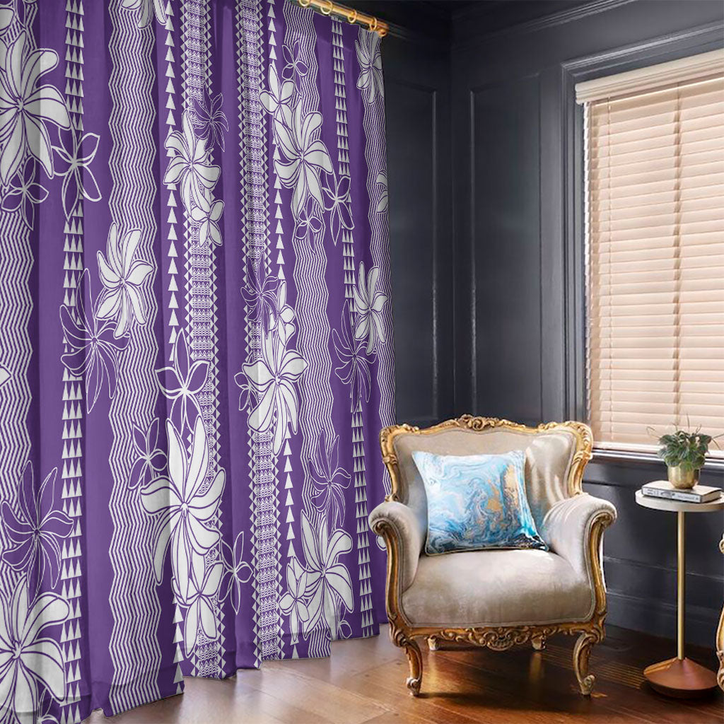 Hawaii Kakau Tribal Window Curtain With Purple Tiare LT05 - Polynesian Pride