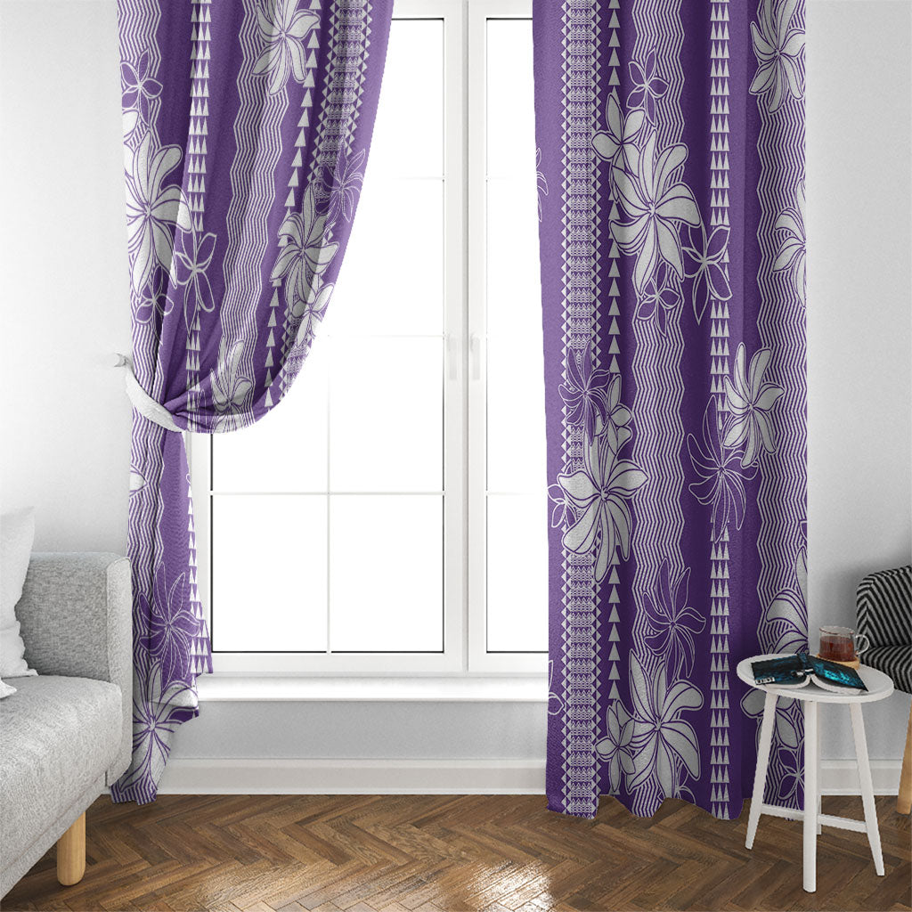 Hawaii Kakau Tribal Window Curtain With Purple Tiare LT05 - Polynesian Pride