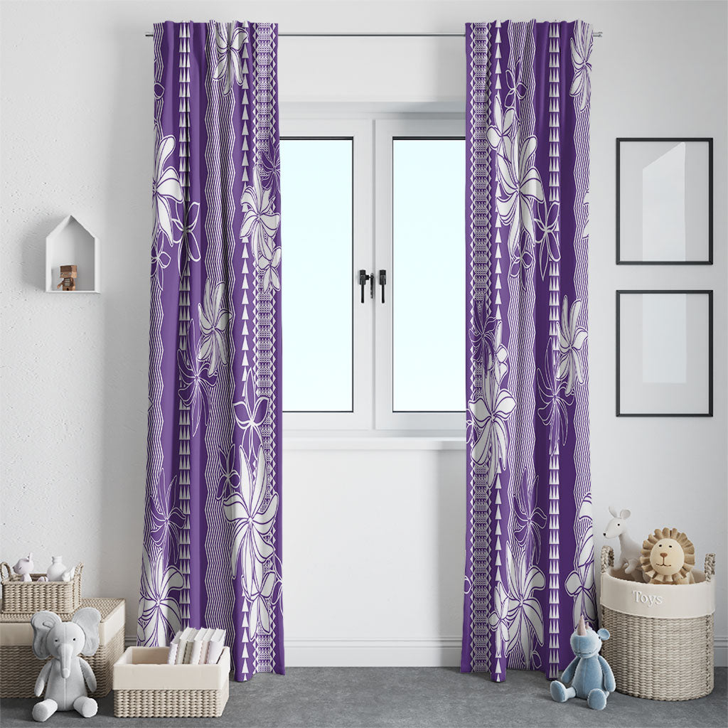 Hawaii Kakau Tribal Window Curtain With Purple Tiare LT05 - Polynesian Pride