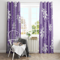 Hawaii Kakau Tribal Window Curtain With Purple Tiare LT05 - Polynesian Pride