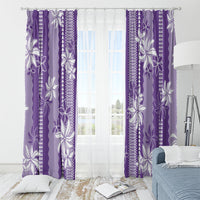 Hawaii Kakau Tribal Window Curtain With Purple Tiare LT05 - Polynesian Pride