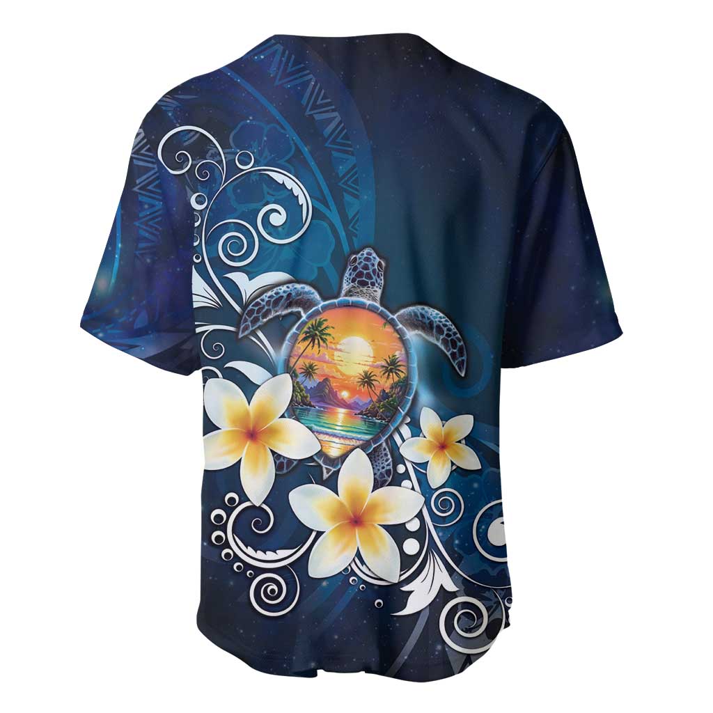 Hawaii Honu Baseball Jersey Polynesian Curves Plumeria - Polynesian Pride