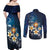 Hawaii Honu Couples Matching Off Shoulder Maxi Dress and Long Sleeve Button Shirt Polynesian Curves Plumeria - Polynesian Pride
