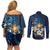 Hawaii Honu Couples Matching Off Shoulder Short Dress and Long Sleeve Button Shirt Polynesian Curves Plumeria - Polynesian Pride