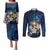 Hawaii Honu Couples Matching Puletasi and Long Sleeve Button Shirt Polynesian Curves Plumeria - Polynesian Pride