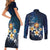 Hawaii Honu Couples Matching Short Sleeve Bodycon Dress and Long Sleeve Button Shirt Polynesian Curves Plumeria - Polynesian Pride