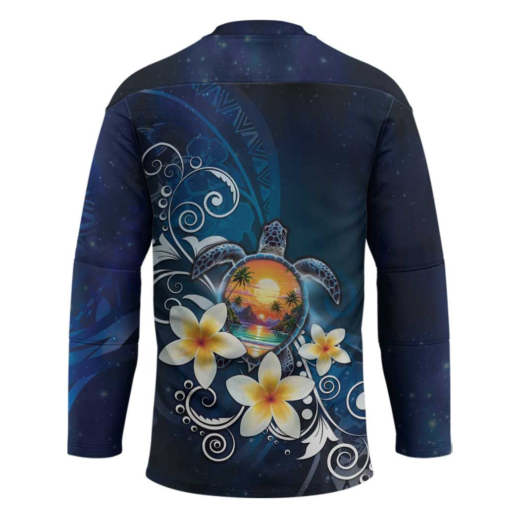Hawaii Honu Hockey Jersey Polynesian Curves Plumeria - Polynesian Pride
