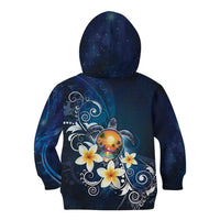 Hawaii Honu Kid Hoodie Polynesian Curves Plumeria - Polynesian Pride