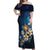 Hawaii Honu Off Shoulder Maxi Dress Polynesian Curves Plumeria - Polynesian Pride