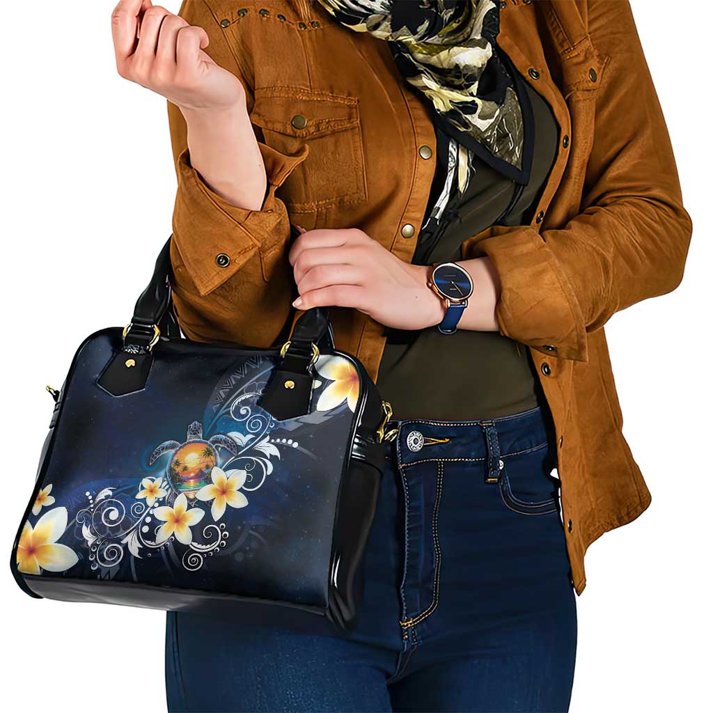 Hawaii Honu Shoulder Handbag Polynesian Curves Plumeria - Polynesian Pride