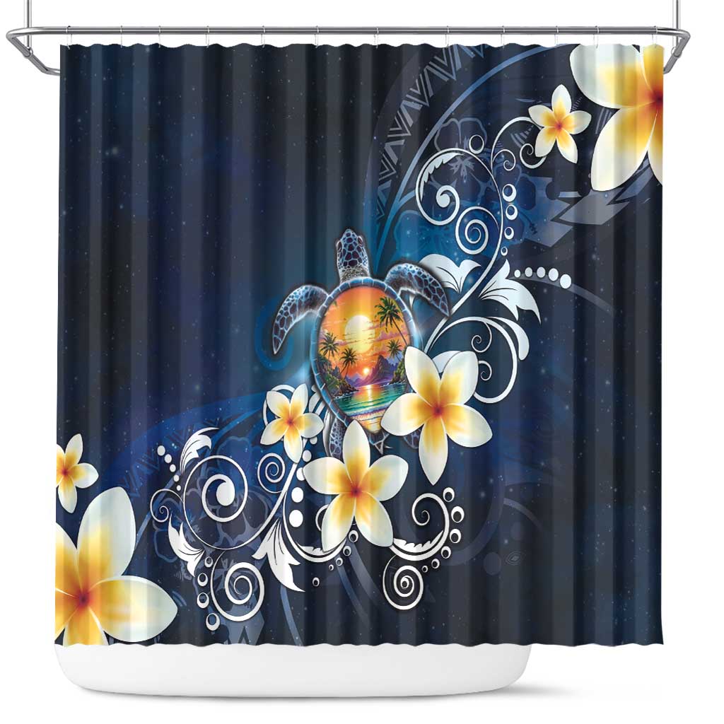 Hawaii Honu Shower Curtain Polynesian Curves Plumeria - Polynesian Pride