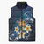 Hawaii Honu Sleeveless Puffer Jacket Polynesian Curves Plumeria - Polynesian Pride