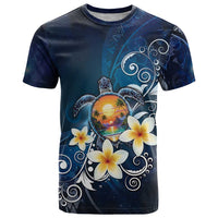 Hawaii Honu T Shirt Polynesian Curves Plumeria - Polynesian Pride
