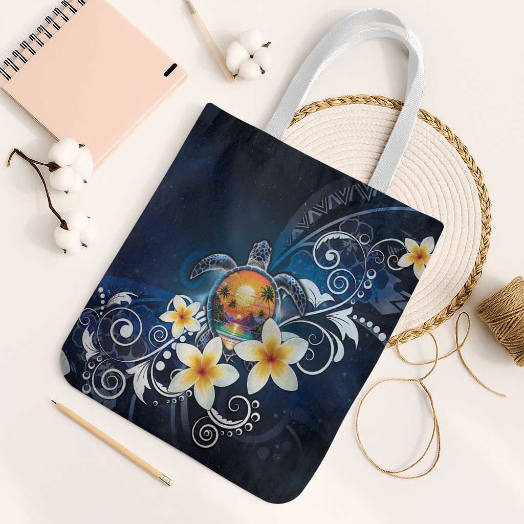 Hawaii Honu Tote Bag Polynesian Curves Plumeria - Polynesian Pride