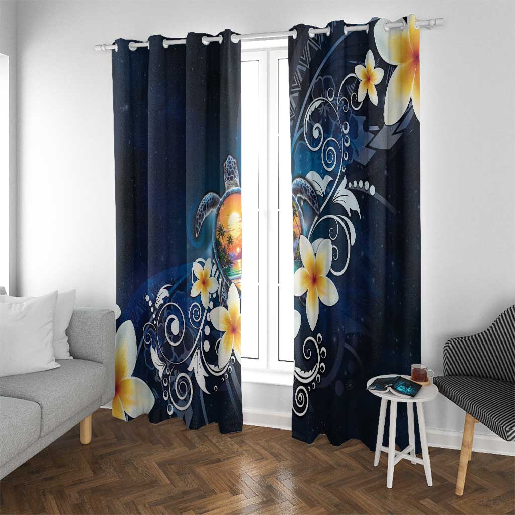 Hawaii Honu Window Curtain Polynesian Curves Plumeria - Polynesian Pride