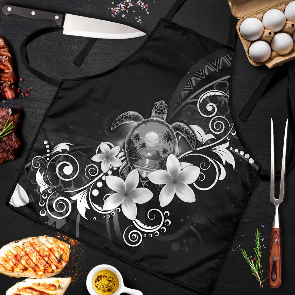 Hawaii Honu Apron Polynesian Curves Plumeria Grayscale - Polynesian Pride