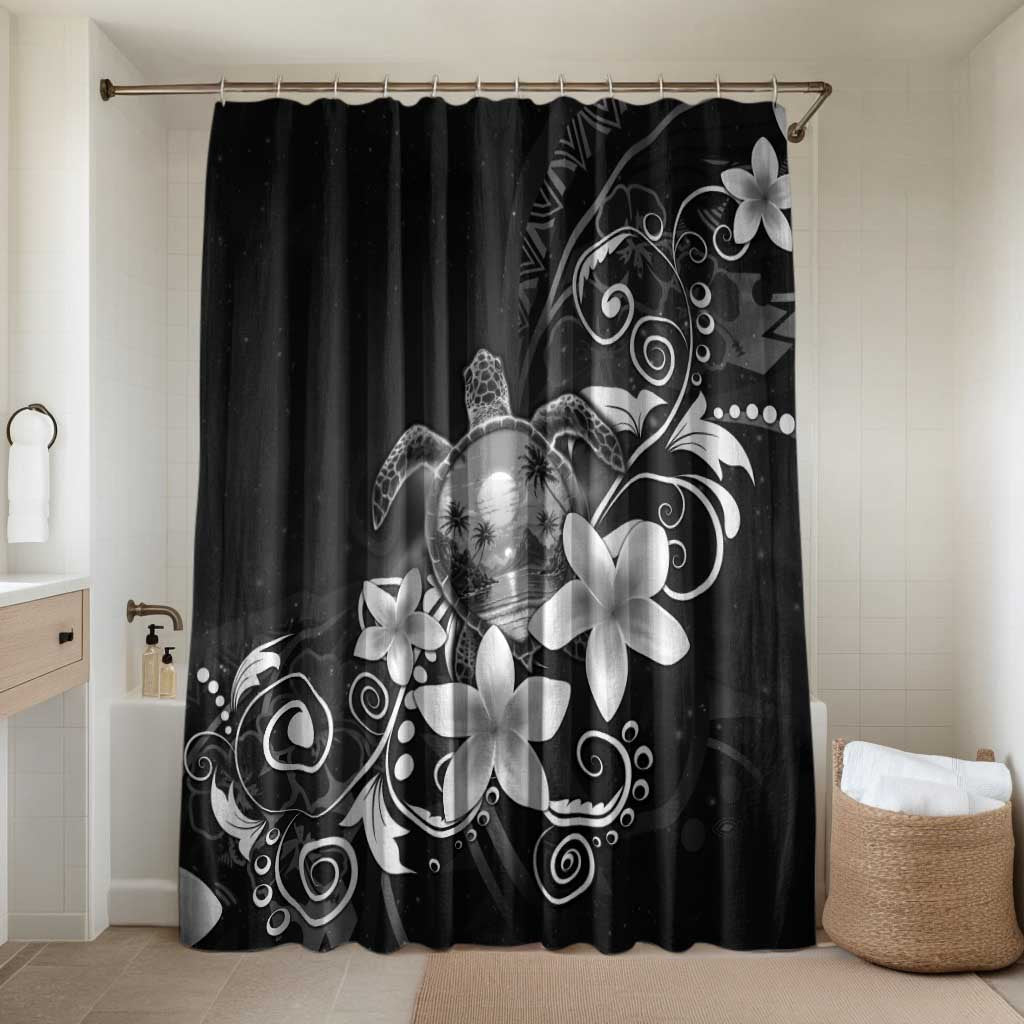 Hawaii Honu Bathroom Set Polynesian Curves Plumeria Grayscale - Polynesian Pride