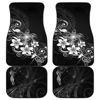 Hawaii Honu Car Mats Polynesian Curves Plumeria Grayscale - Polynesian Pride