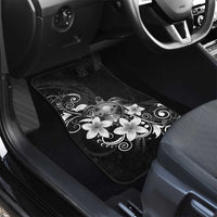 Hawaii Honu Car Mats Polynesian Curves Plumeria Grayscale - Polynesian Pride