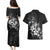 Hawaii Honu Couples Matching Puletasi and Hawaiian Shirt Polynesian Curves Plumeria Grayscale - Polynesian Pride